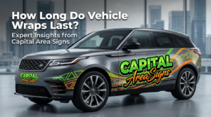 Custom vehicle wrap in Austin TX by Capital Area Signs showing professional vinyl wrap installation and branding